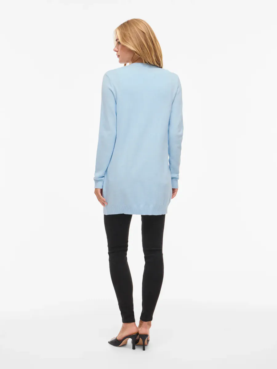 VIRIL CARDIGAN LANG - LYS BLÅ MELERT
