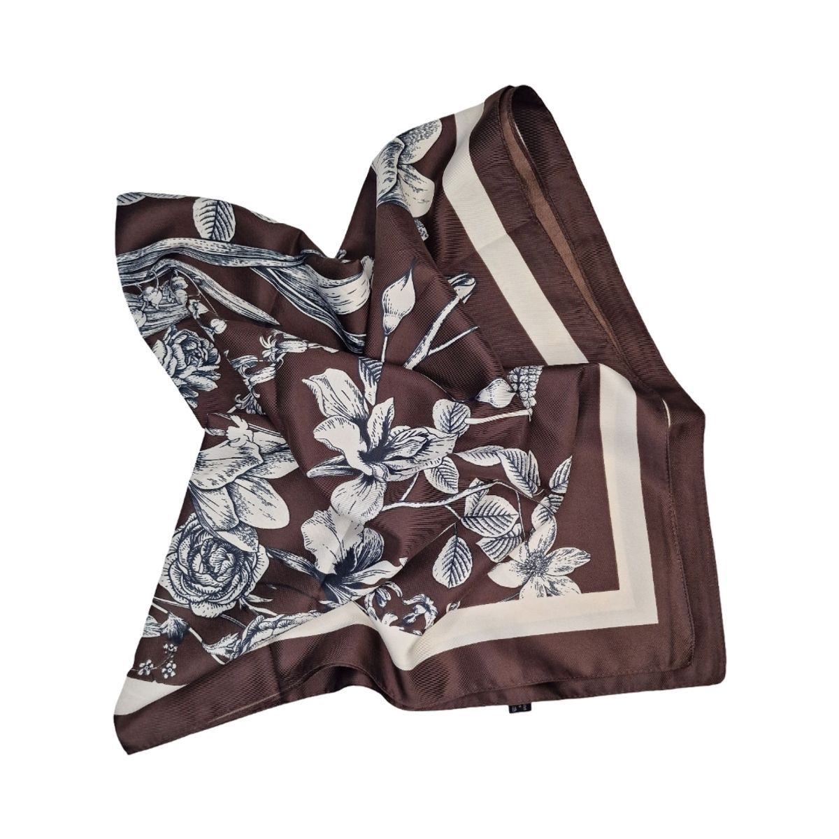 SKJERF SILKELOOK BLOMSTERPRINT - BRUN