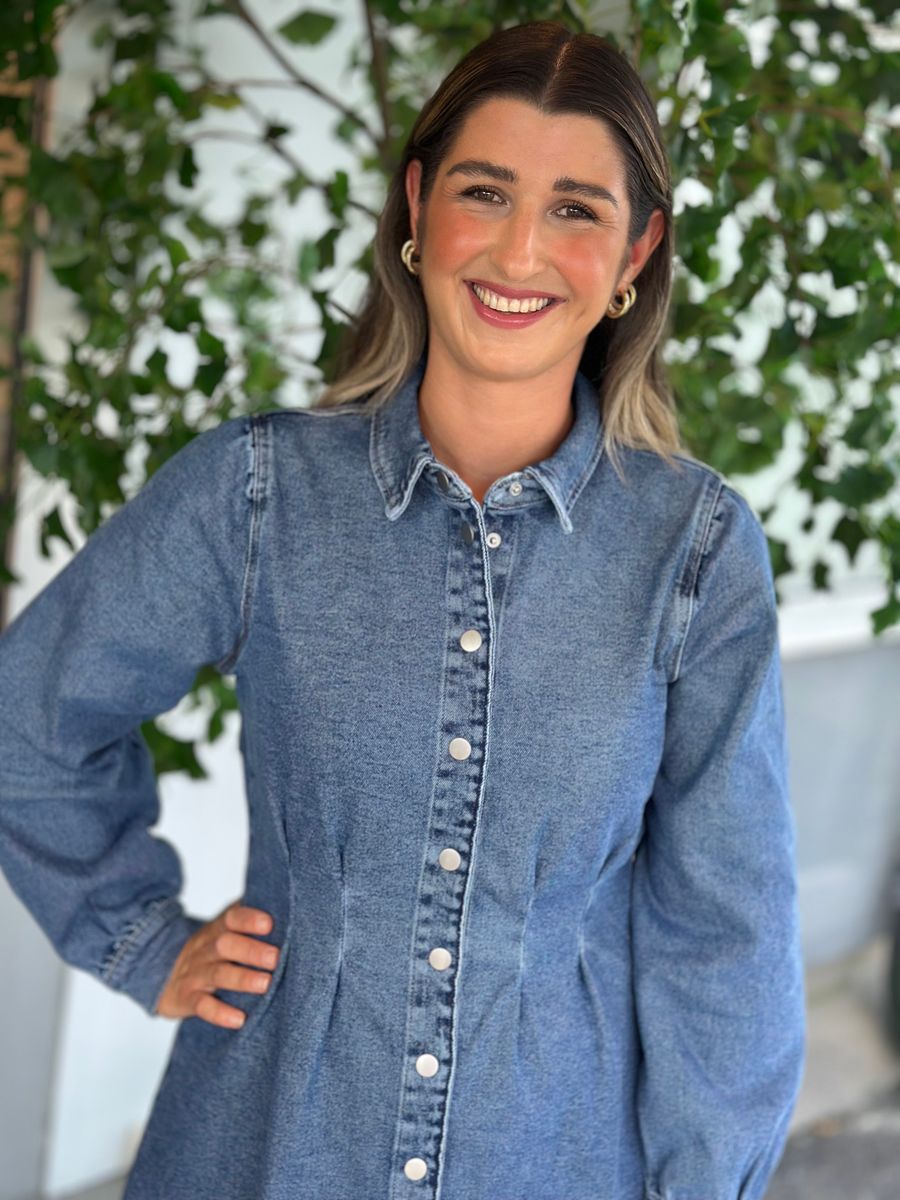 SOL DENIM KJOLE - MEDIUM BLÅ