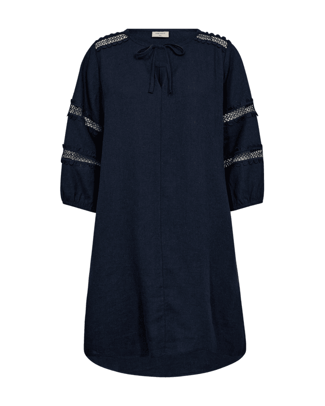 LALUNA LIN/VISCOSE KJOLE M/EMBRO - NAVY