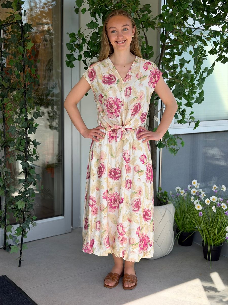 MAISE BLUSE M/KNYTING - ROSA BLOMSTER
