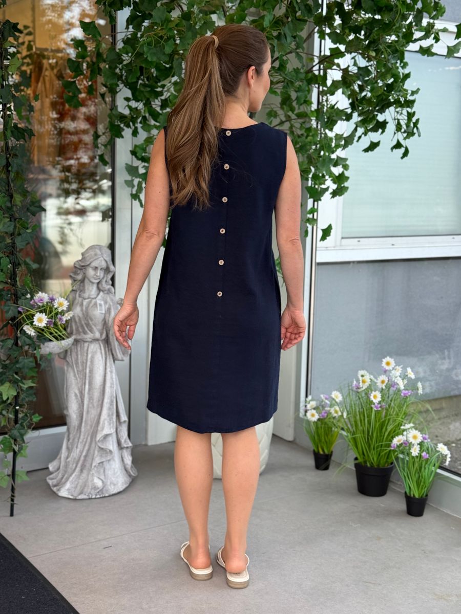 LAVA KJOLE U/ERM M/KNAPPER BAK - NAVY