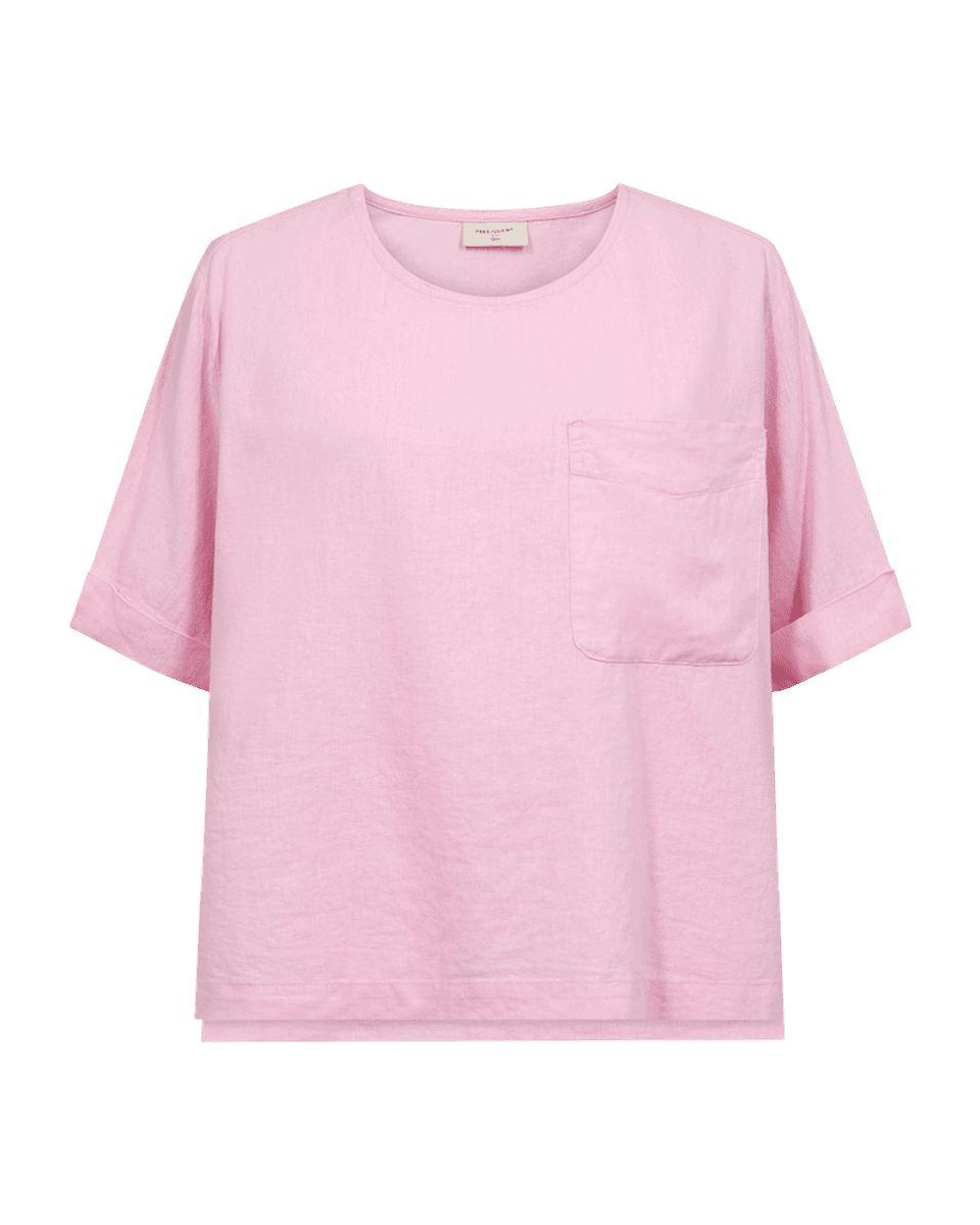 LAVA LIN/VISCOSE TOPP M/LOMME - ROSA
