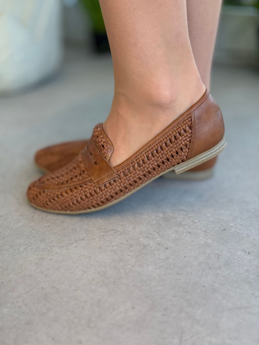 MOKASIN FLETTET - COGNAC