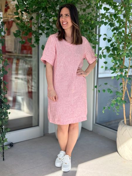 Hovedbilde  LAVA LIN/VISCOSE KJOLE STRIPET - RØD/OFFWHITE