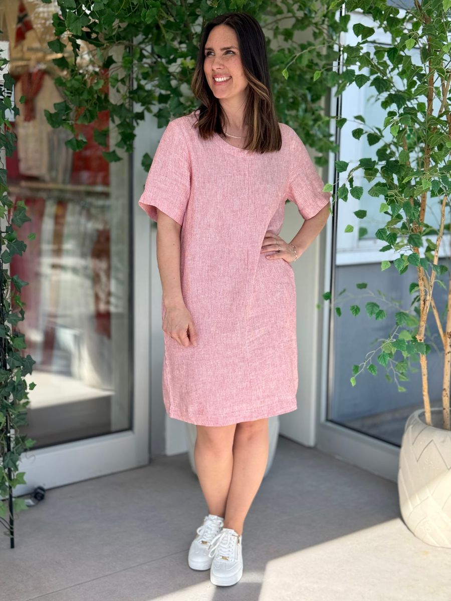  LAVA LIN/VISCOSE KJOLE STRIPET - RØD/OFFWHITE