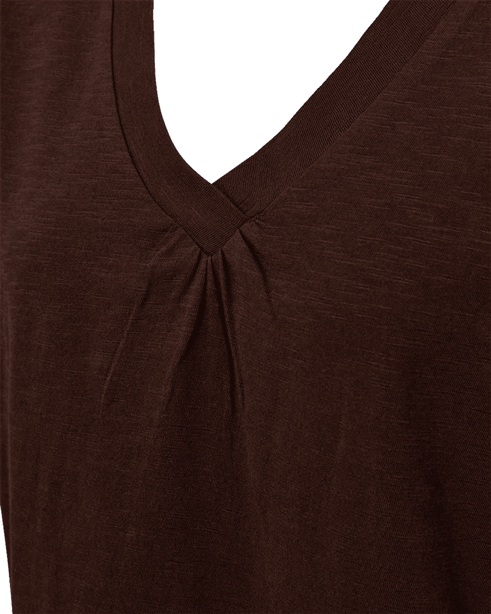 SABINA T-SHIRT V-HALS - BRUN