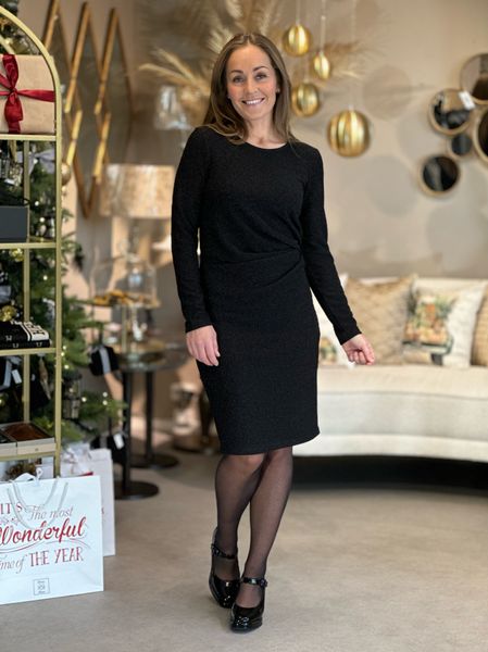 Hovedbilde SISSEL KJOLE LUREX & DRAPERT I SIDEN - SORT