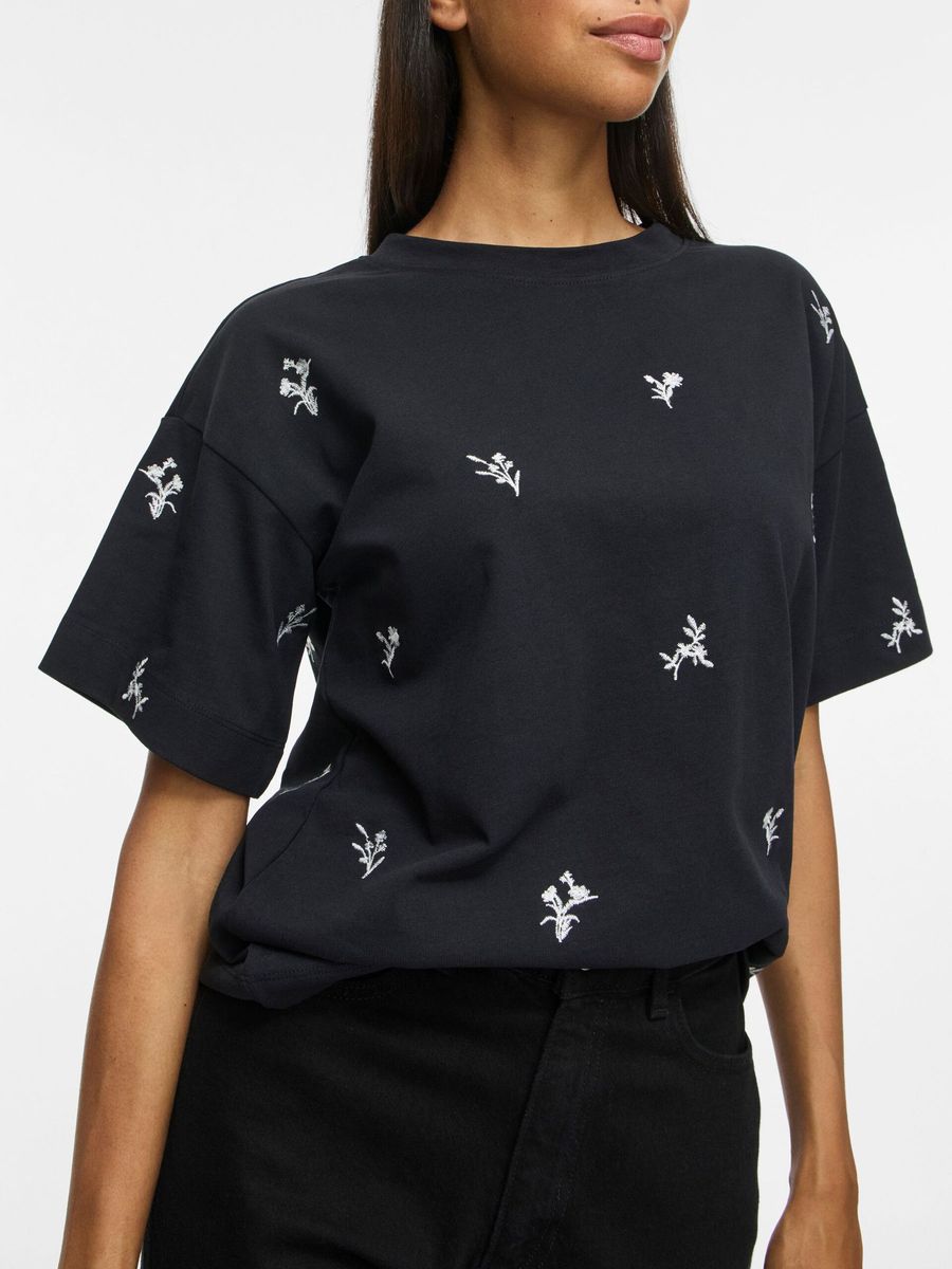 MONIE T-SHIRT - SORT M/BLOMST