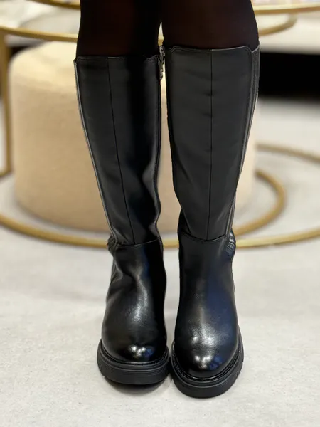 Hovedbilde STØVLETT HØY M/GLIDELÅS - SORT