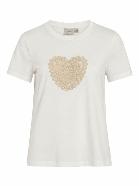 Hovedbilde SYBILLA T-SHIRT CROCHET HEART - OFFWHITE