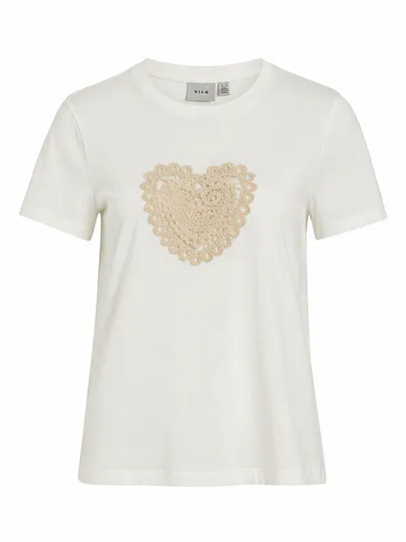 Hovedbilde SYBILLA T-SHIRT CROCHET HEART - OFFWHITE