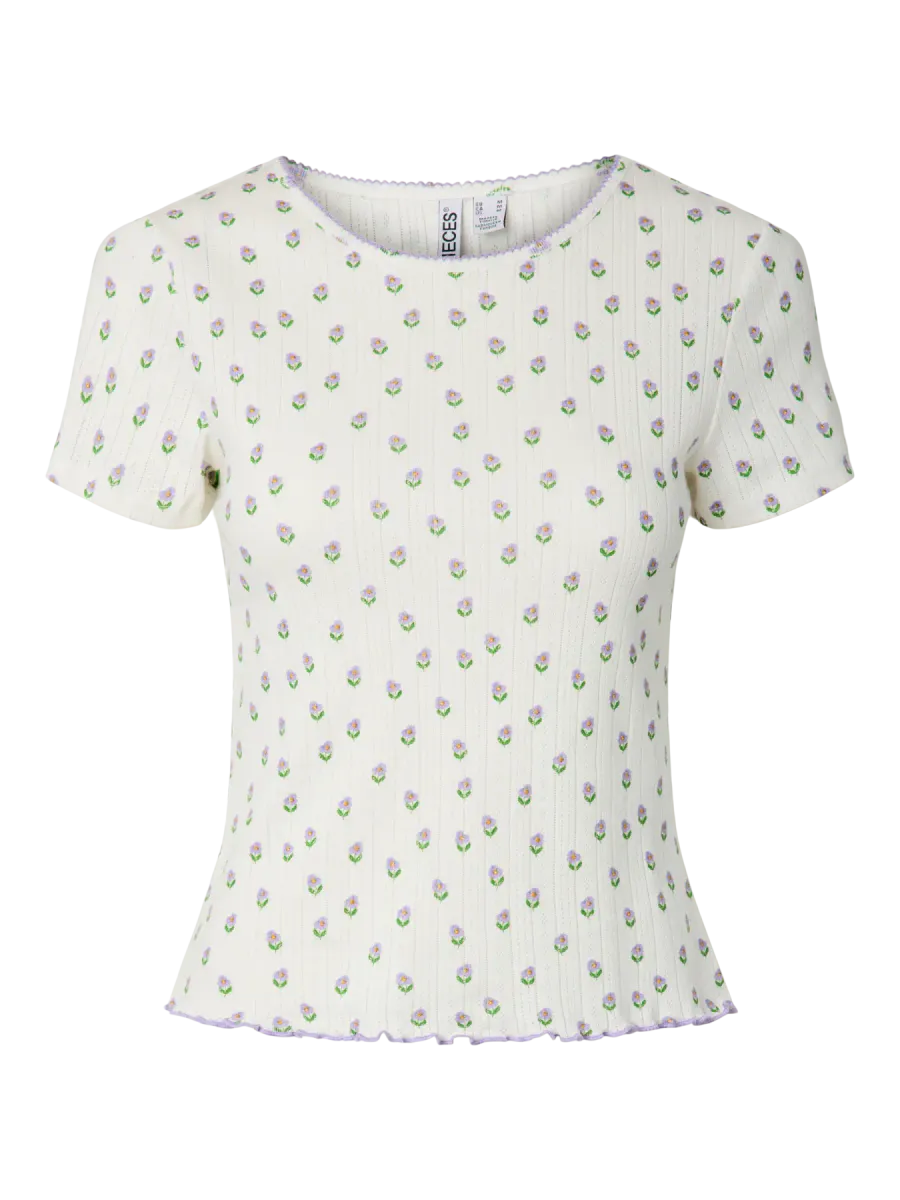 MYA T-SHIRT - OFFWHITE / PURPLE