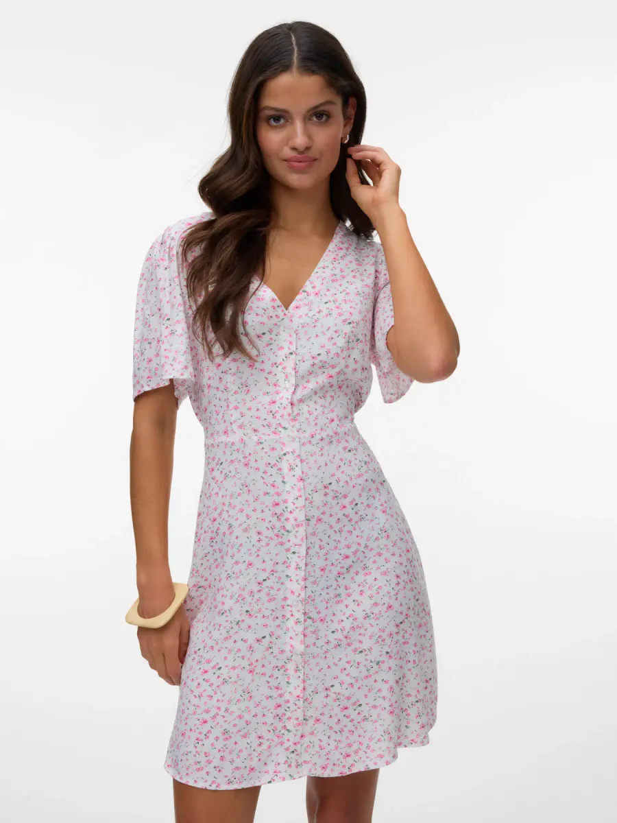 MALBA MIDI KJOLE FLOWER - ROSA