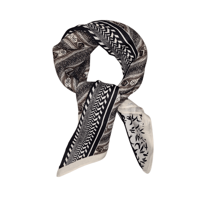 Hovedbilde SKJERF  SMÅ PAISLEY - OFFWHITE / SORT