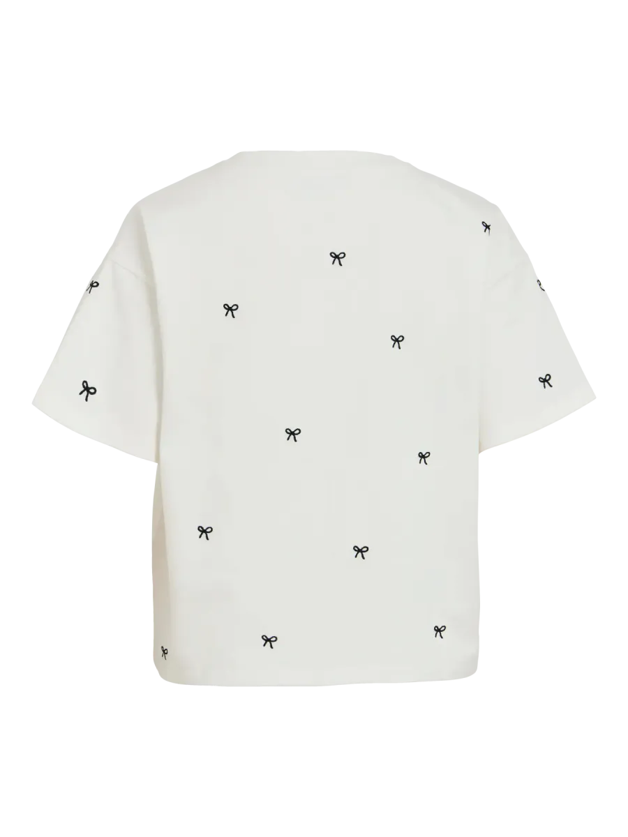MONIE T-SHIRT M/BOW - HVIT 