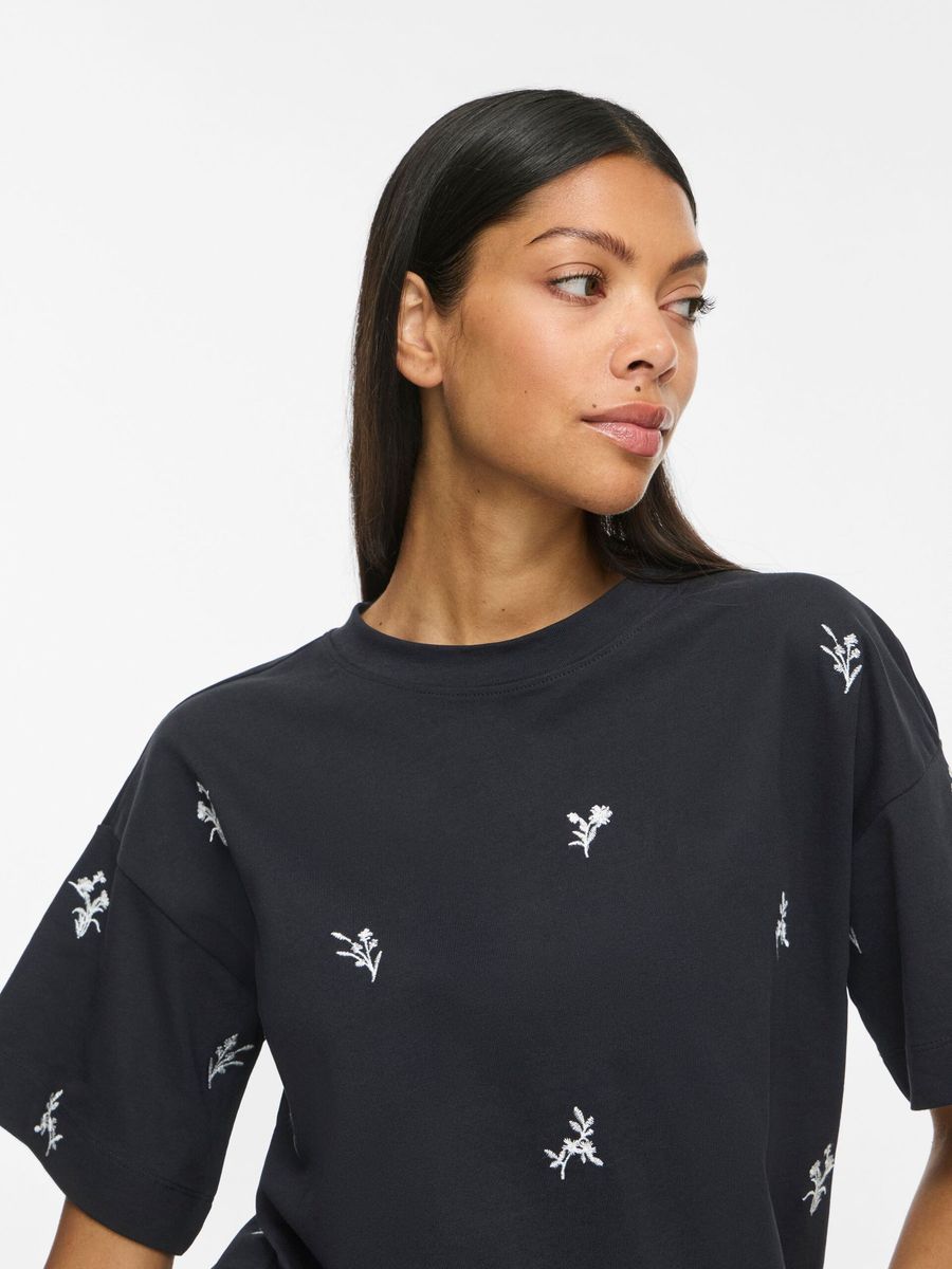 MONIE T-SHIRT - SORT M/BLOMST