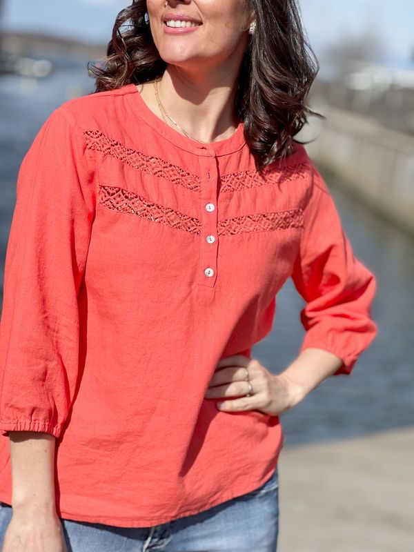LAVA BLUSE M/EMBRO - CORAL