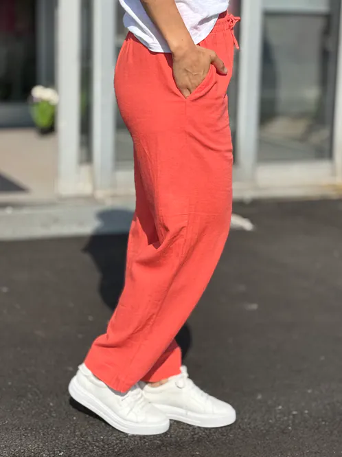 Hovedbilde LAVA ANKEL LIN/VISCOSE BUKSE - CORAL