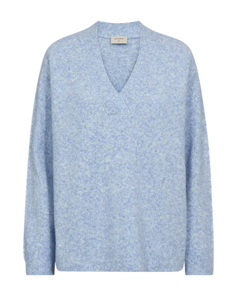 Hovedbilde EVALIN V-HALS PULLOVER - LYS BLÅ MELERT
