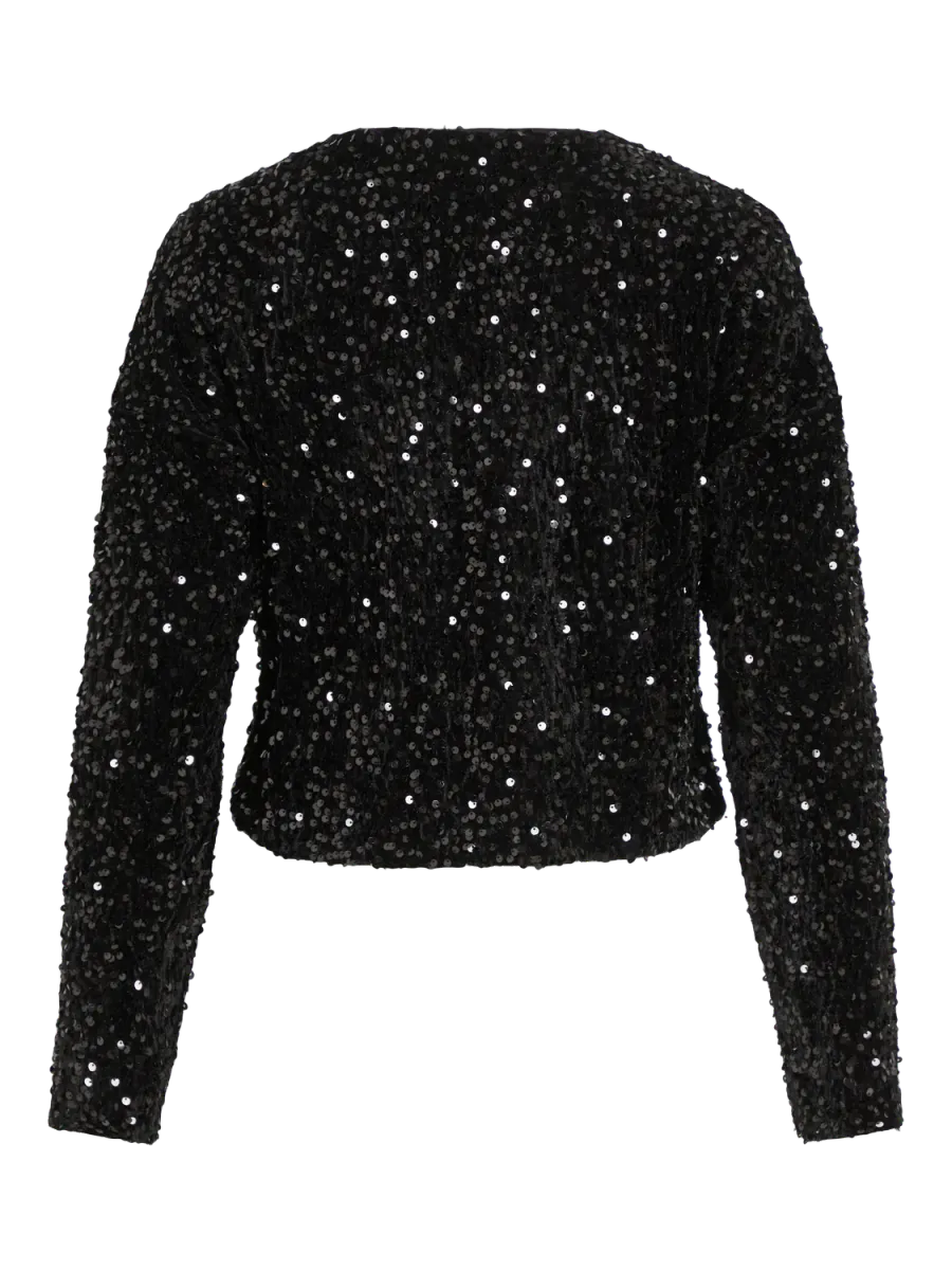 ARIA PALJETT CARDIGAN - SORT