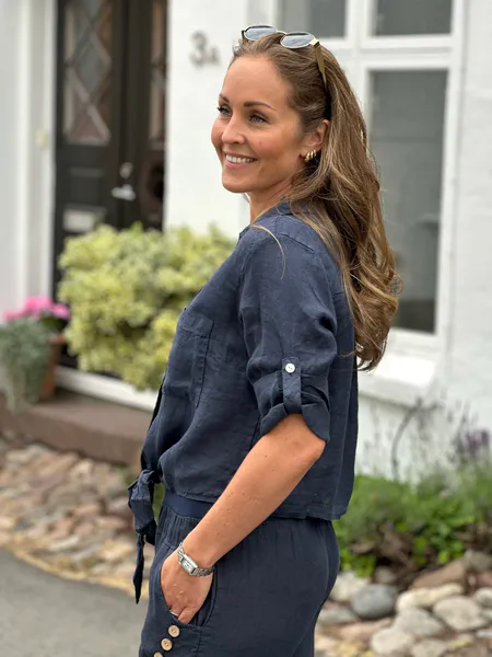 Hovedbilde HANNAH LIN SKJORTE M/BOW - NAVY