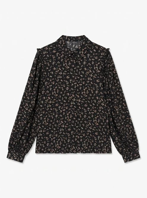Hovedbilde NOELLE BLUSE M/BLOMSTER - SORT /LYSEBLÅ