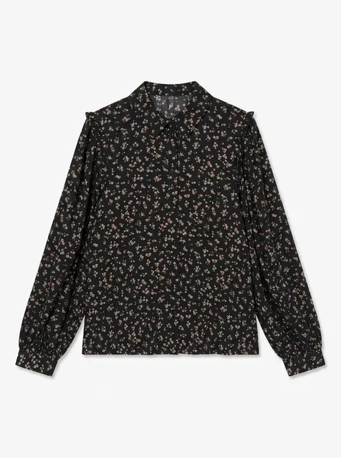 Hovedbilde NOELLE BLUSE M/BLOMSTER - SORT /LYSEBLÅ