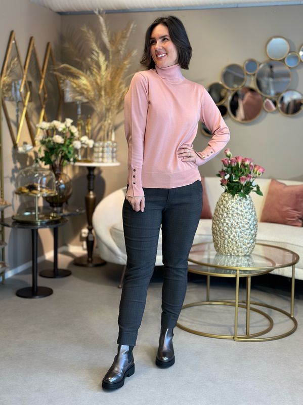 KATIE POLOGENSER M/KNAPPER - MISTY ROSE