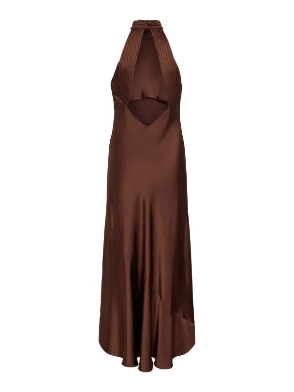 BEA HALTERNECK KJOLE - BRUN