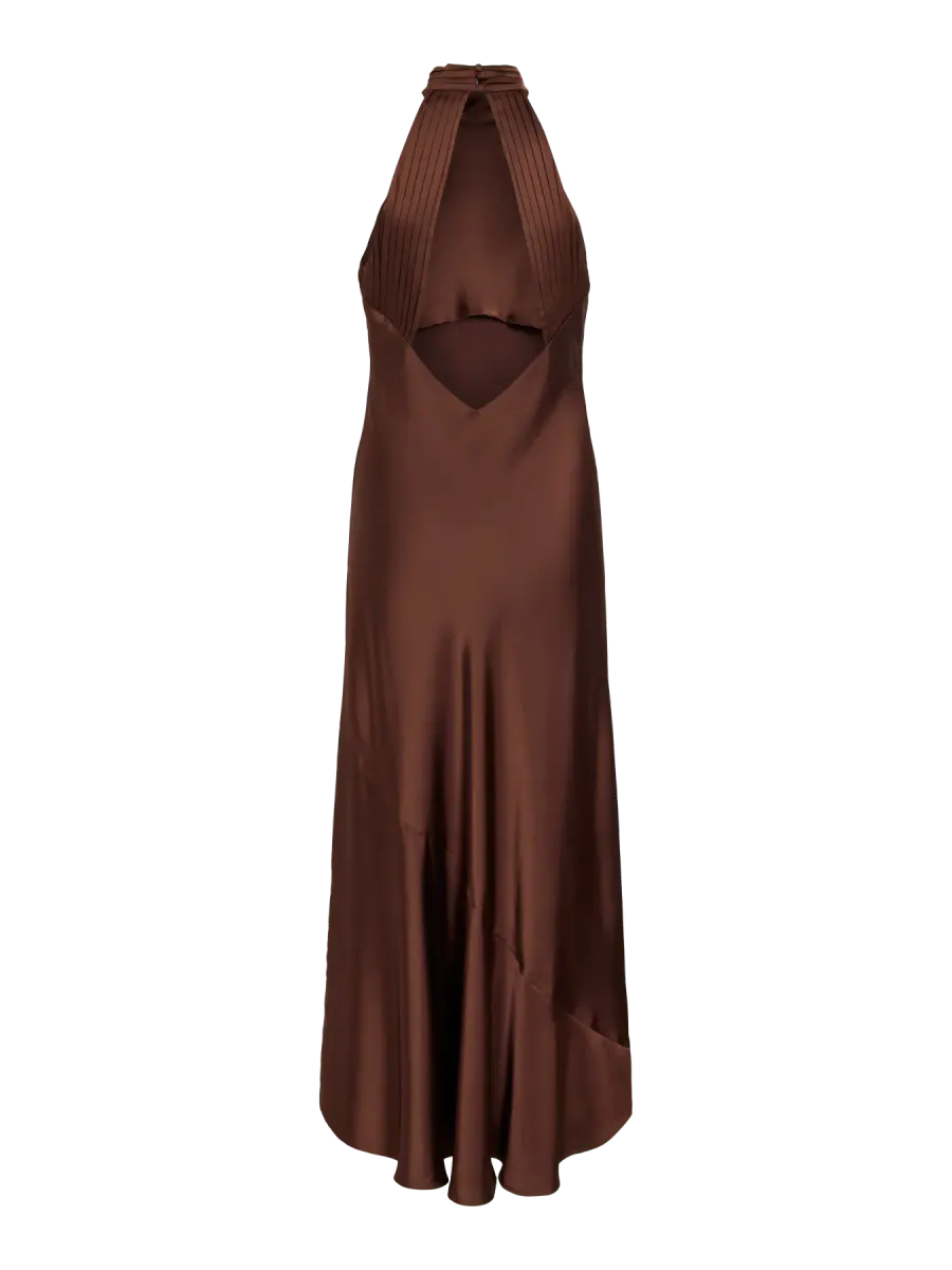 BEA HALTERNECK KJOLE - BRUN