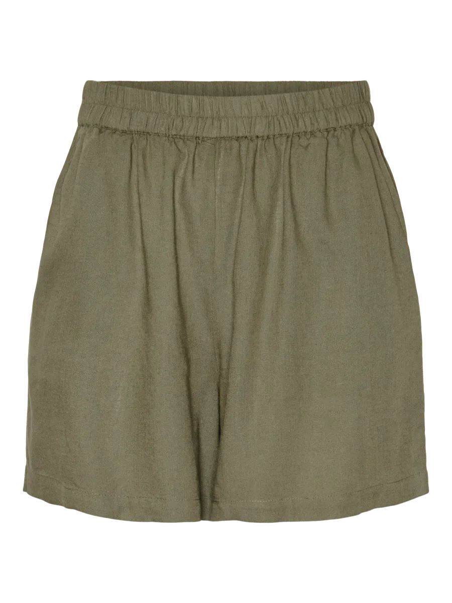 PIA LIN/VISCOSE SHORTS - OLIVEN