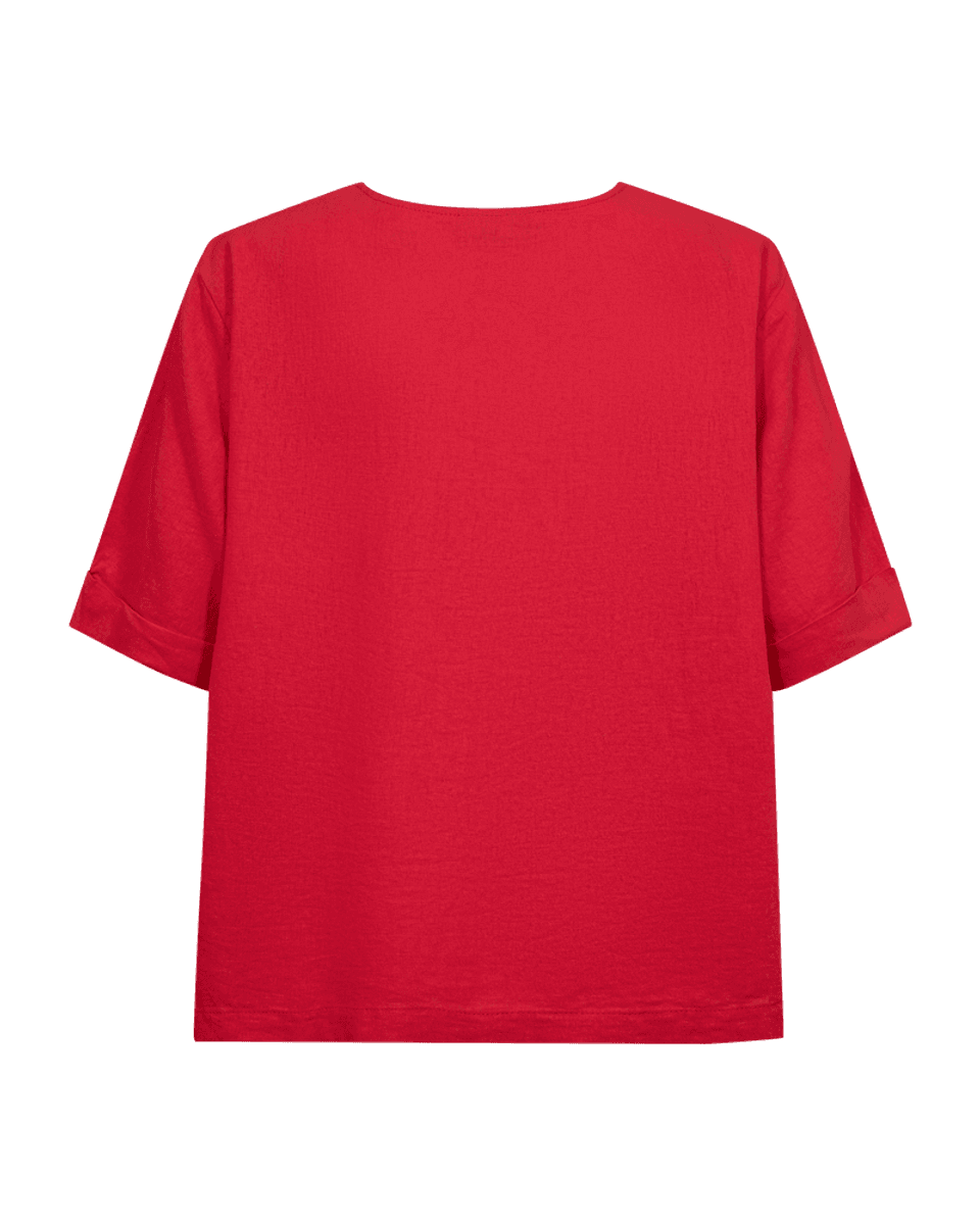 LAVA LIN/VISCOSE TOPP M/LOMME  - RØD
