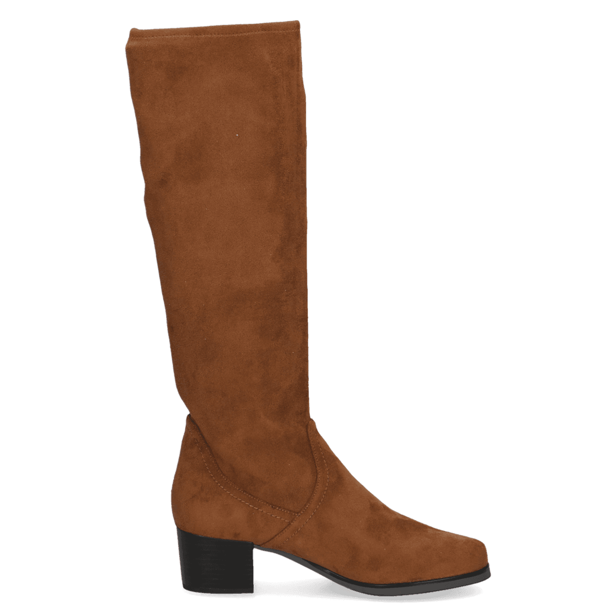 STØVLETT M/LITEN HÆL STRETCHY SKAFT - COGNAC