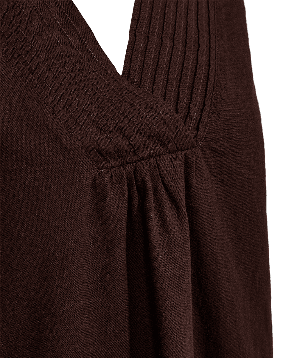 LAVA LIN/VISCOSE TOPP V-HALS - BRUN