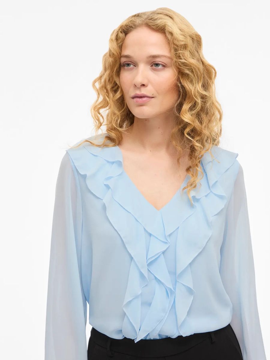 ANE BLUSE M/RYSJ - LYSBLÅ