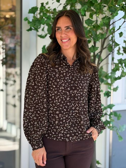 Hovedbilde NOELLE BLUSE M/BLOMSTER - BRUN / ROSA