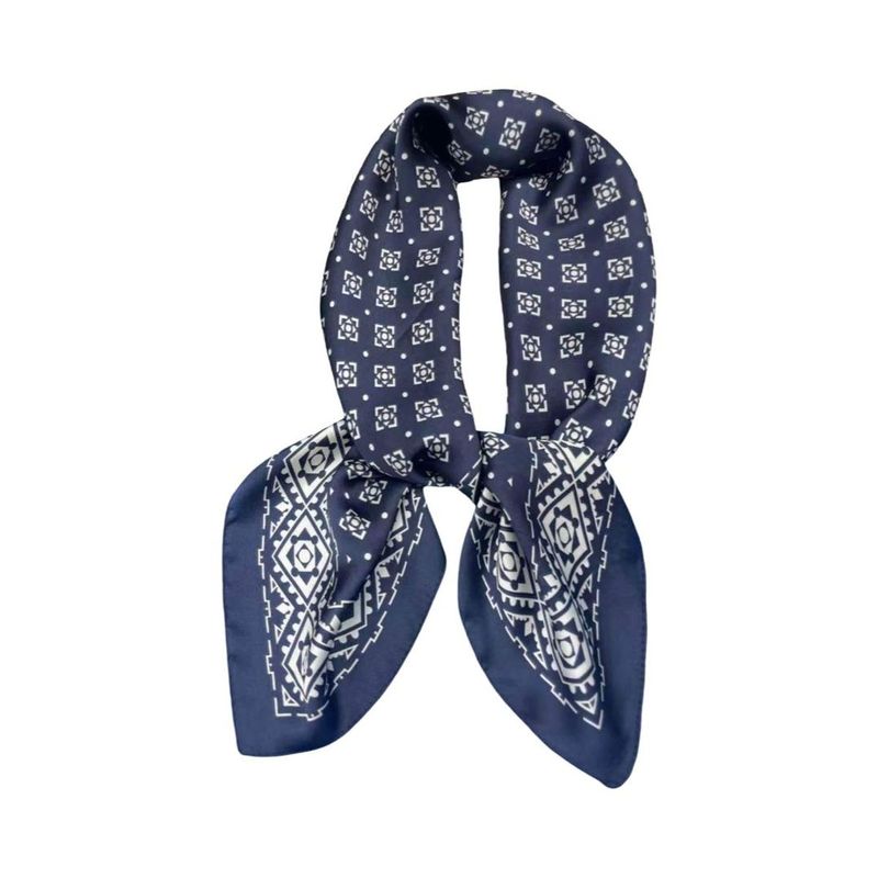 SKJERF SILKELOOK SMÅ FIRKANTER - NAVY / OFFWHITE