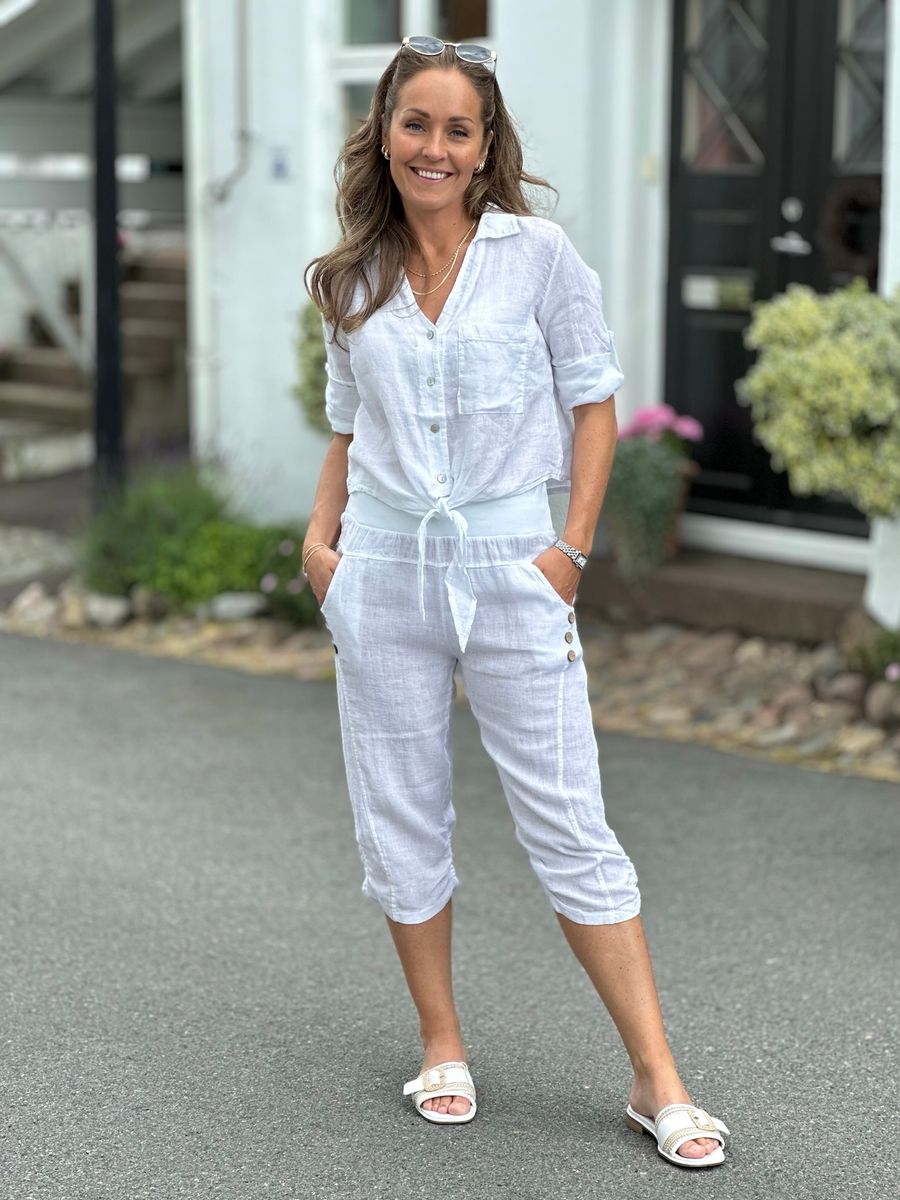HANNAH LIN SKJORTE M/BOW - HVIT