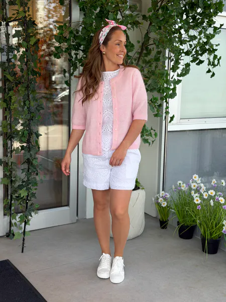 Hovedbilde LORY CARDIGAN 2/4 ERM - LYS ROSA MELERT