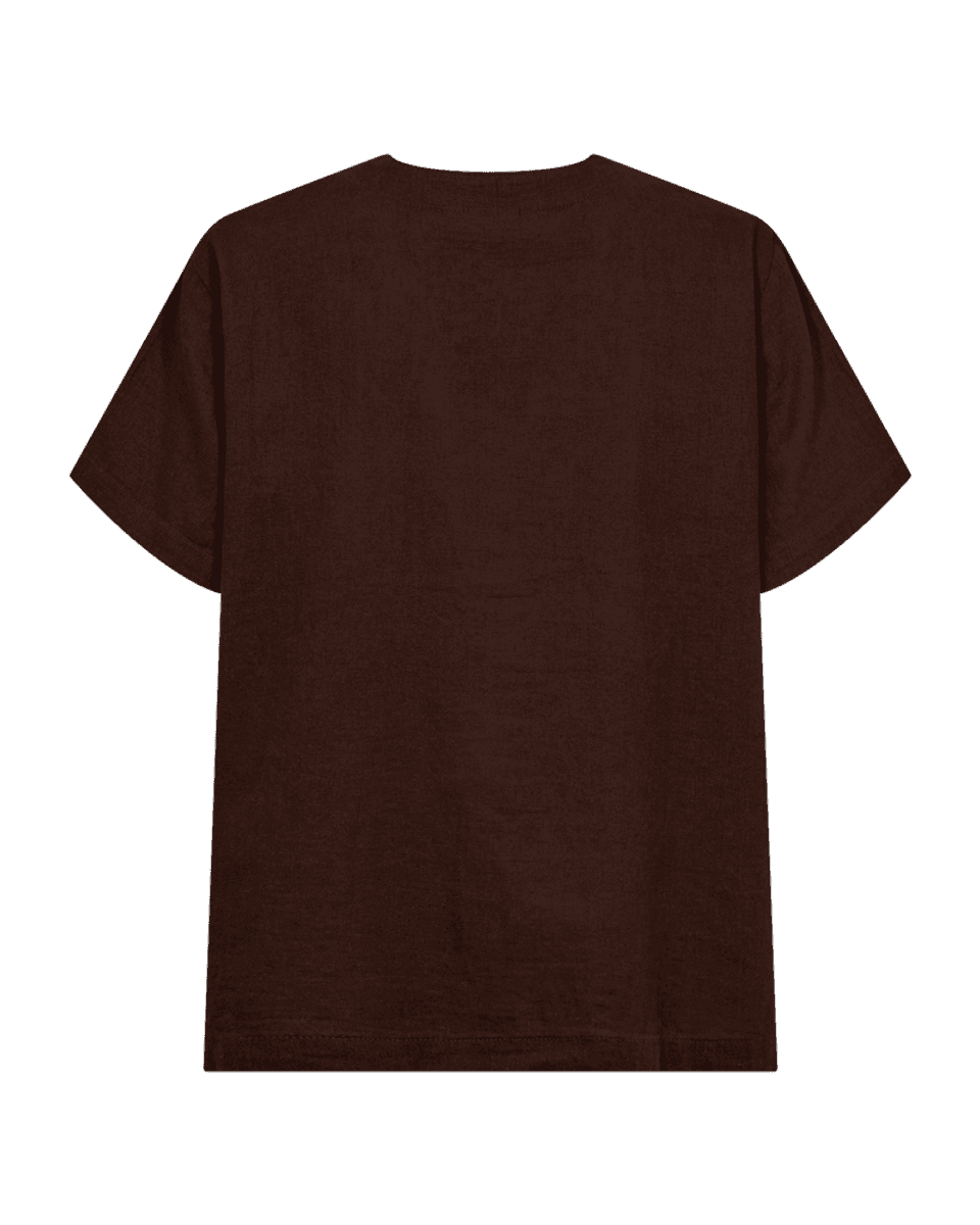 LAVA LIN/VISCOSE BLUSE V-HALS - BRUN