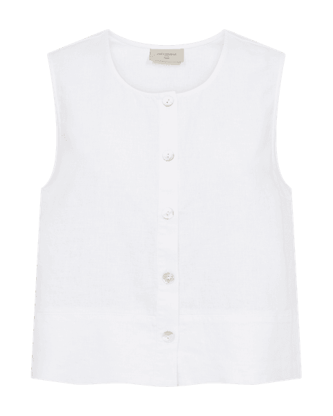 Hovedbilde LAVA LIN/VISCOSE TOPP M/KNAPPER FORAN - HVIT