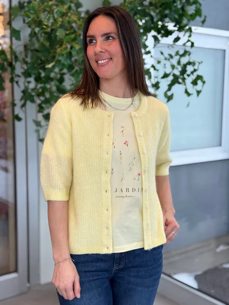 Hovedbilde LORY CARDIGAN 2/4 ERM - LYS GUL MELERT