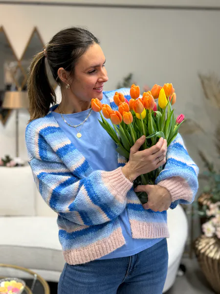 Hovedbilde MAYBE STRIKKET CARDIGAN M/STRIPER - LYSBLÅ / ...