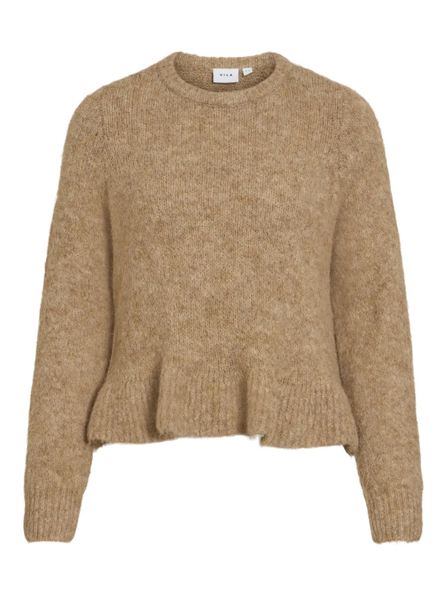 BOWS KNIT GENSER M/VOLANG - CAMEL MELERT
