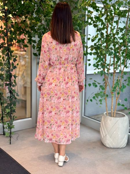 Hovedbilde FALIA LANG KJOLE FLOWERS - APRIKOS/ROSA