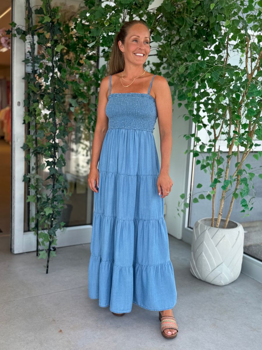 SMOCK KJOLE DENIM LOOK - CLASSIC BLUE