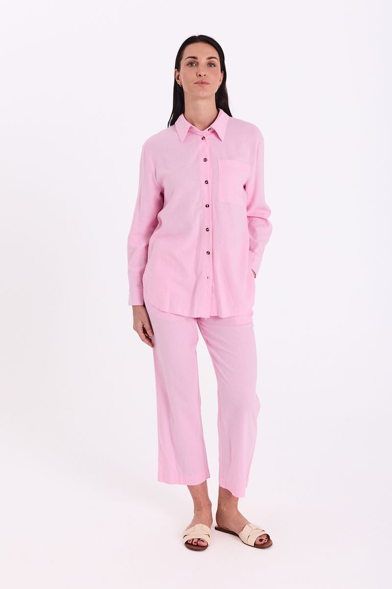 LAVA LIN/VISCOSE BUKSE ANKEL - ROSA