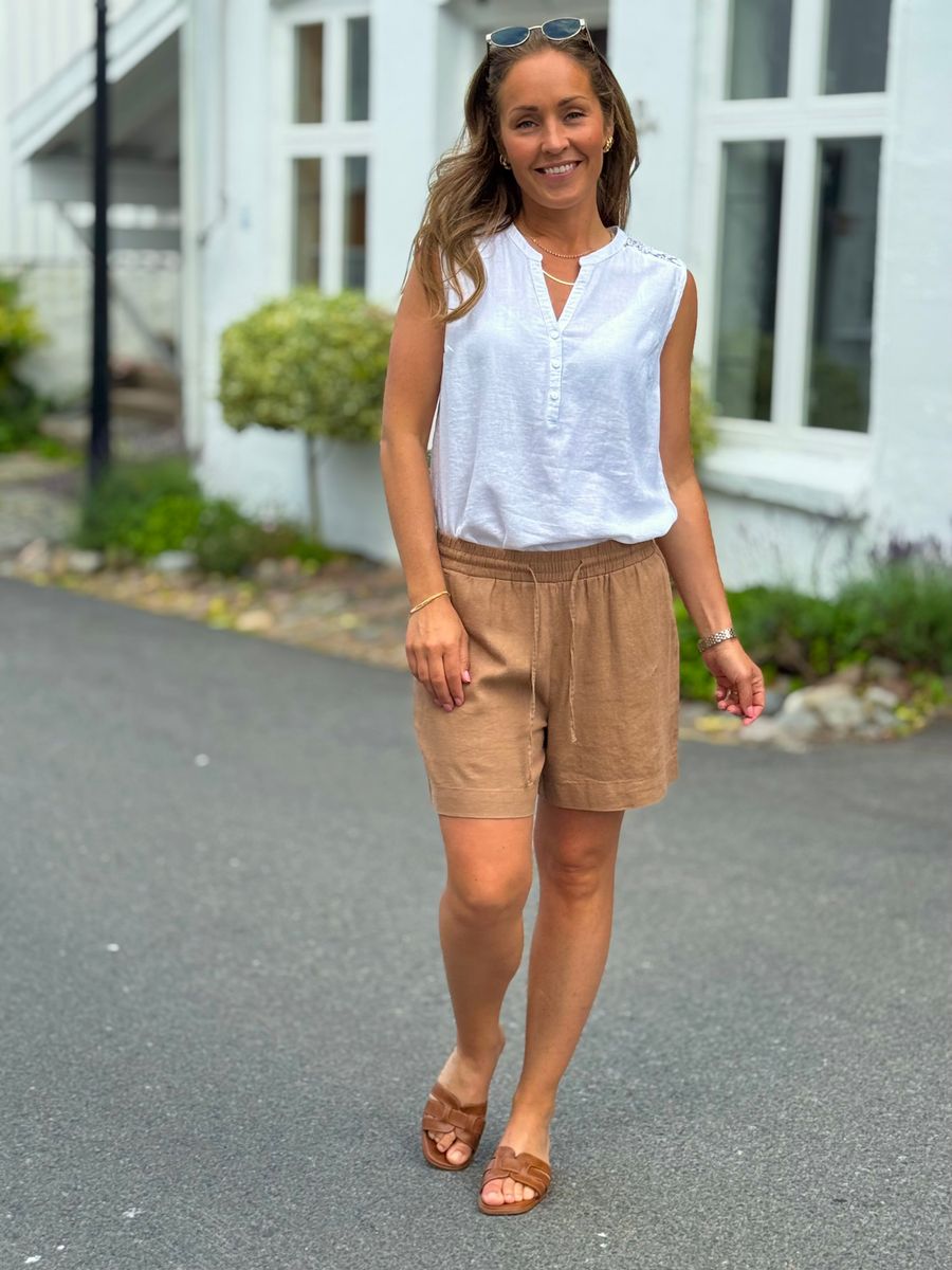 LAVA LIN/VISCOSE SHORTS - DUSTY COGNAC