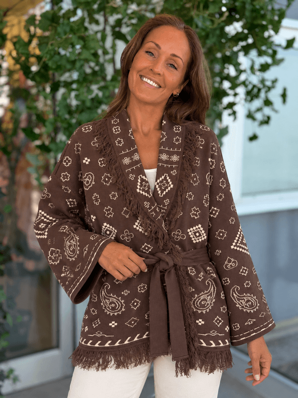 SCARLETT  TASSEL CARDIGAN - BRUN